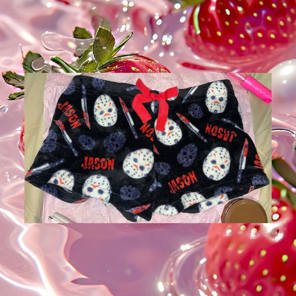Friday the 13th Themed Black and Red Shorts